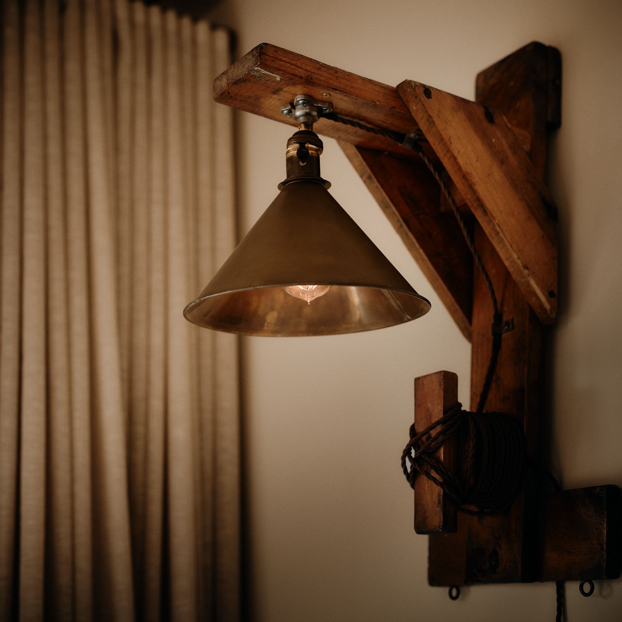 Brass and reclaimed wood