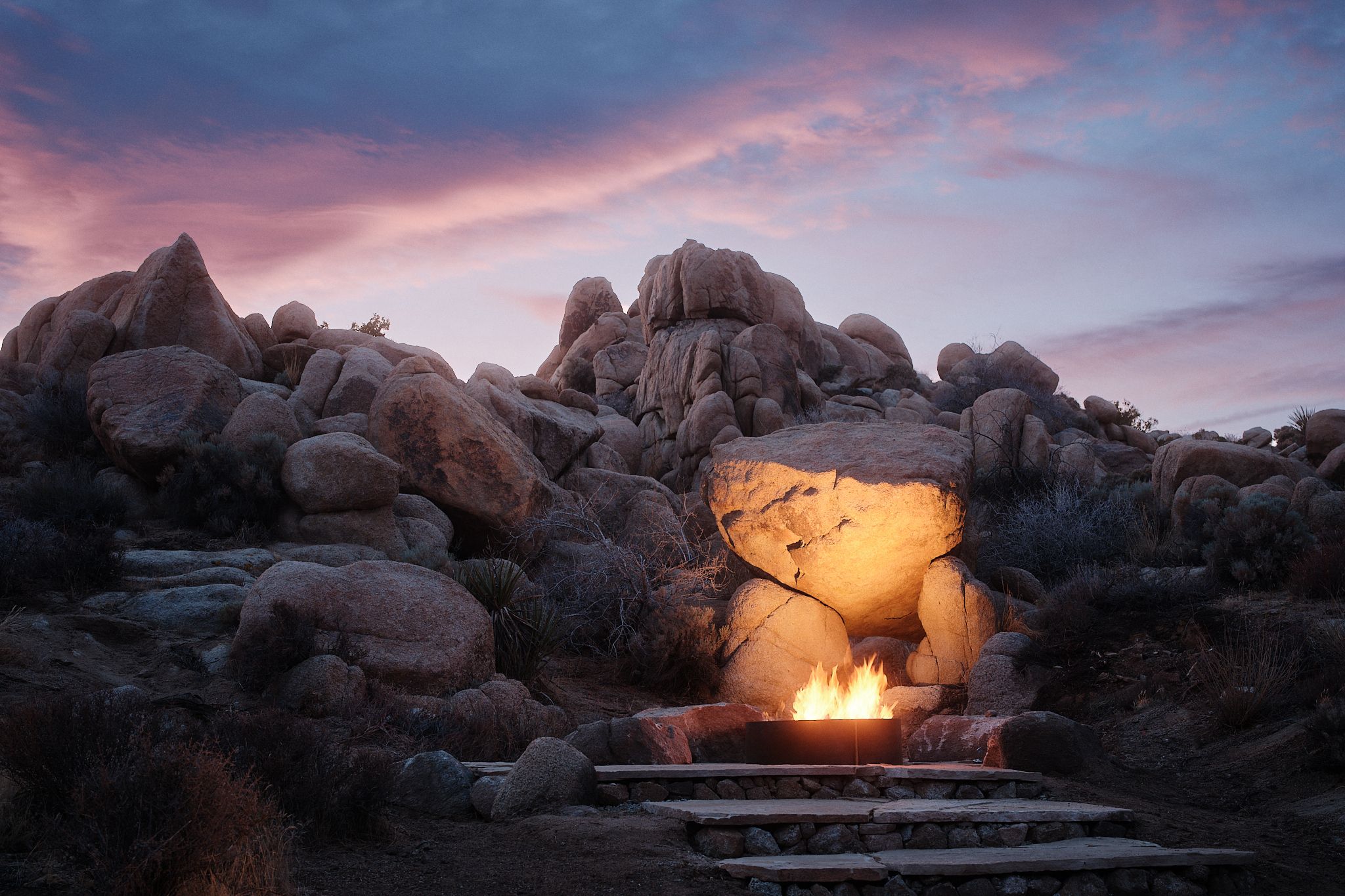 The fire pit, dusk