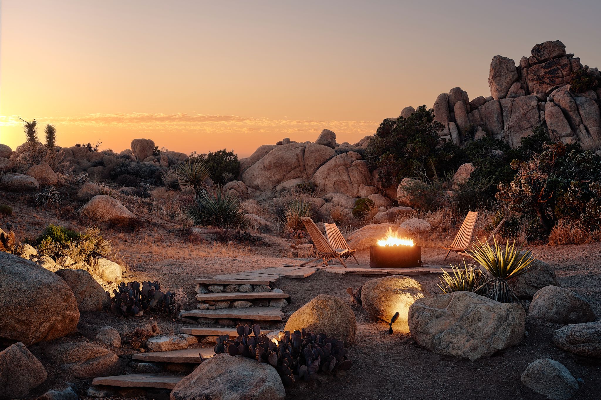 The fire pit at dusk